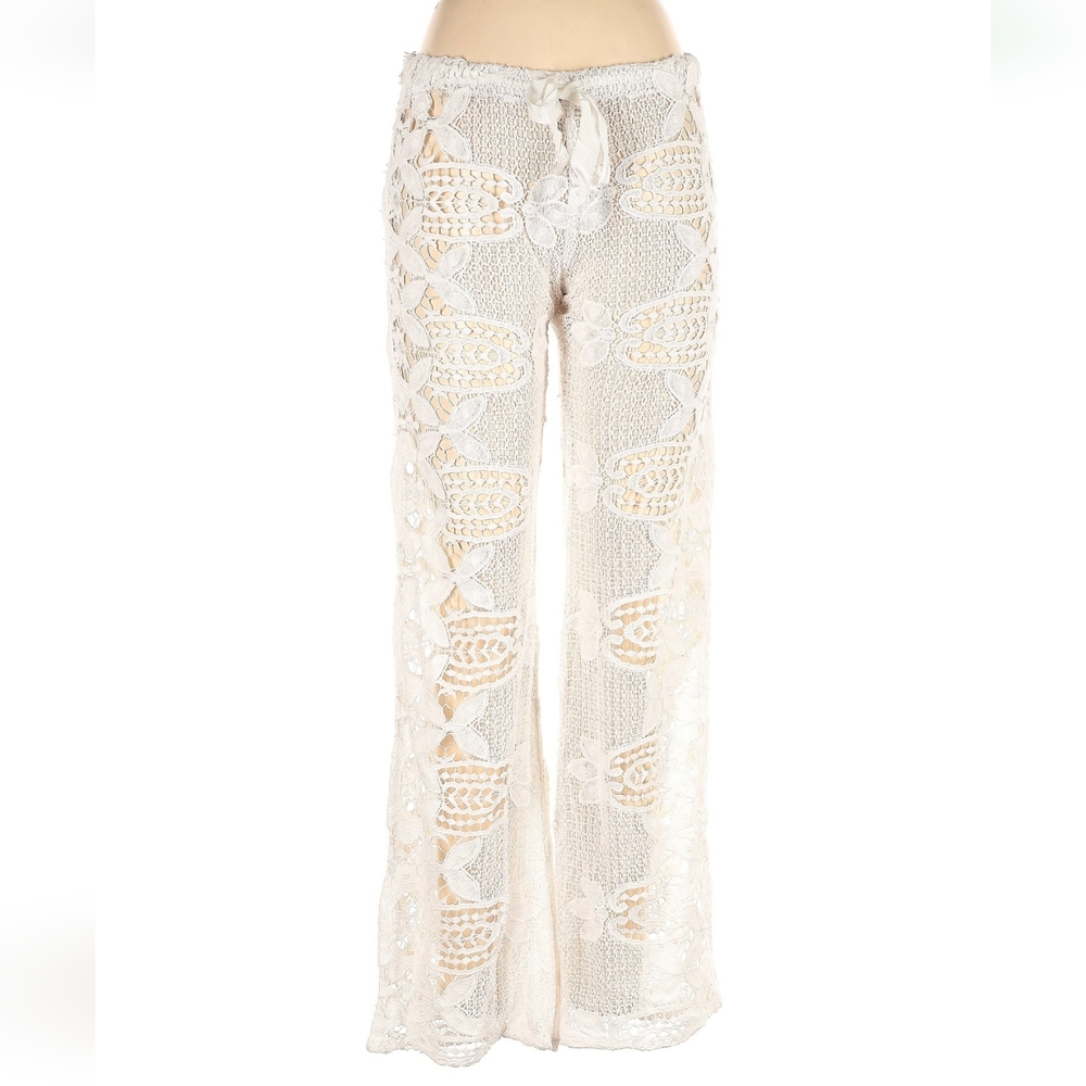 Miguelina White Crochet Knit Cover Up Pants Beach